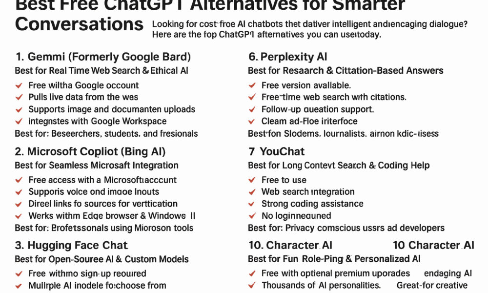 7 Best Free ChatGPT Alternatives