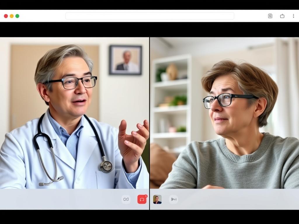 Doctor and patient during a video consultation appointment Doctor and patient during a video consultation appointment