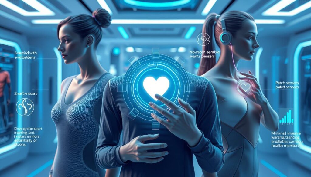 Futuristic health wearable concepts including smart clothing and implantable sensors Futuristic health wearable concepts including smart clothing and implantable sensors
