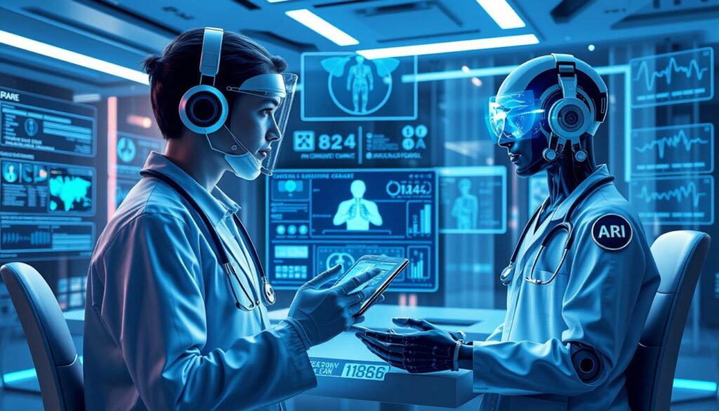 Futuristic telemedicine concept showing advanced technology integration Futuristic telemedicine concept showing advanced technology integration