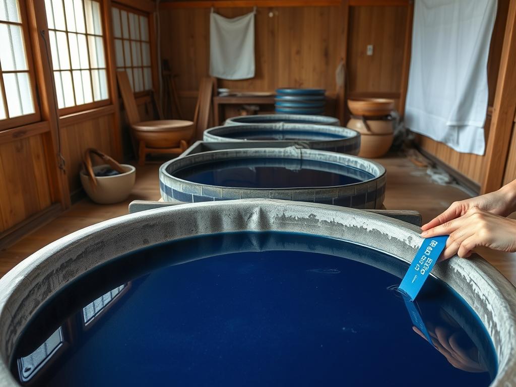 Japanese indigo dyeing workshop in rural Tokushima Japanese indigo dyeing workshop in rural Tokushima