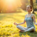 Person meditating outdoors for mental health awareness