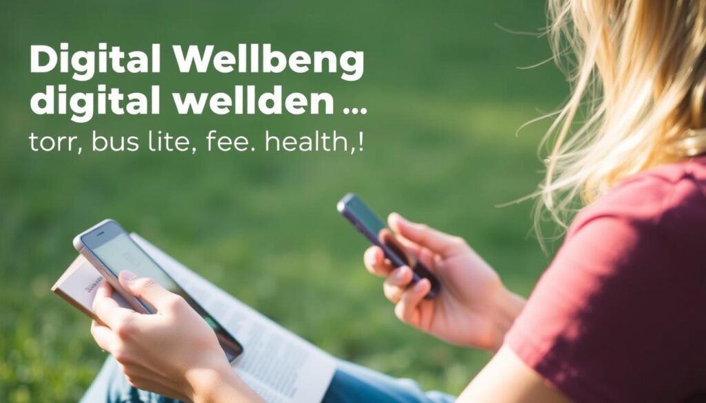 Person practicing digital wellbeing for mental health Person practicing digital wellbeing for mental health