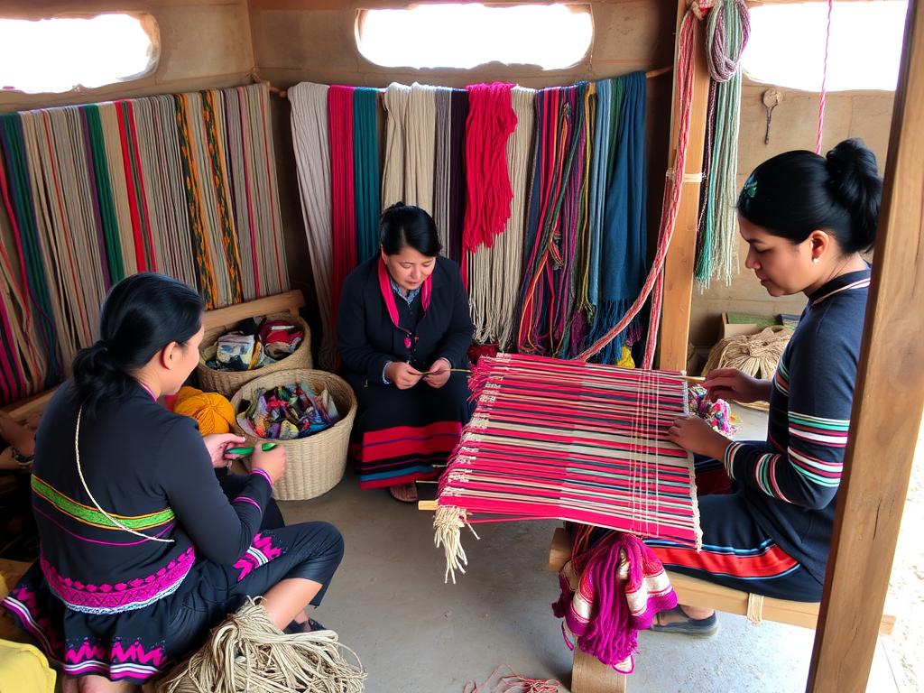 Traditional weaving workshop in rural Peru Traditional weaving workshop in rural Peru